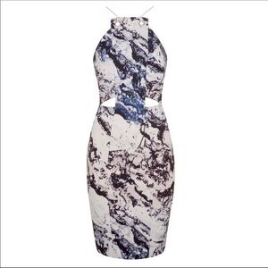 Topshop Kendall + Kylie Marble Print Cutout Midi Dress Women’s Size 8